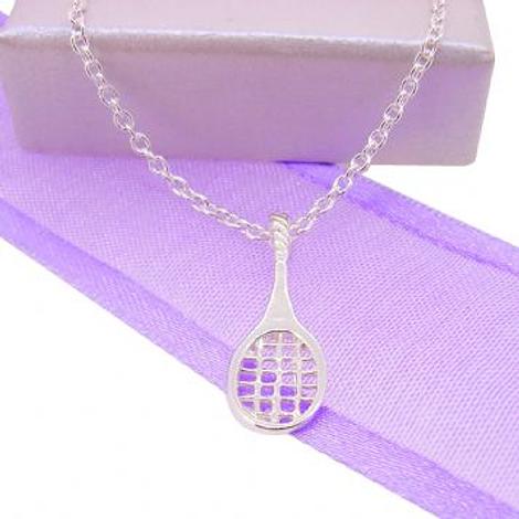 Sterling Silver Tennis Racquet Charm Necklace