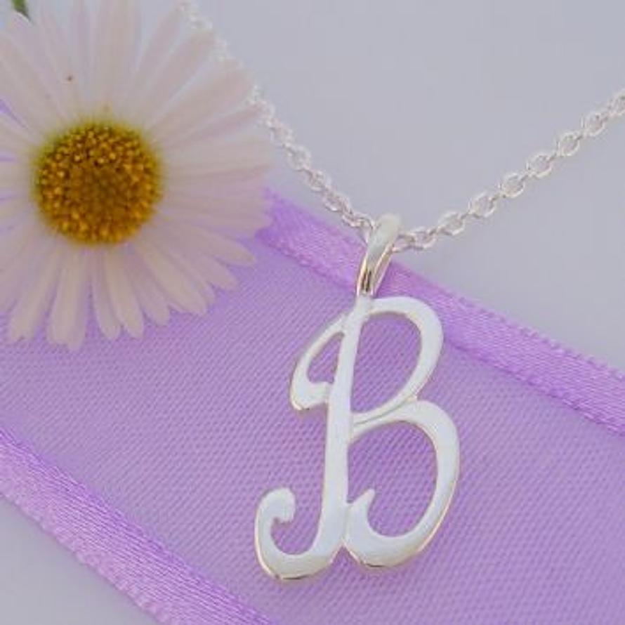 ALPHABET INITIAL CHARM STERLING SILVER 45CM NECKLACE LETTER B -NLET_SS_HR2992B