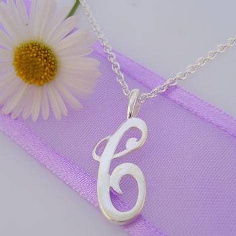 Alphabet Initial Charm Sterling Silver 45cm Necklace Letter C
