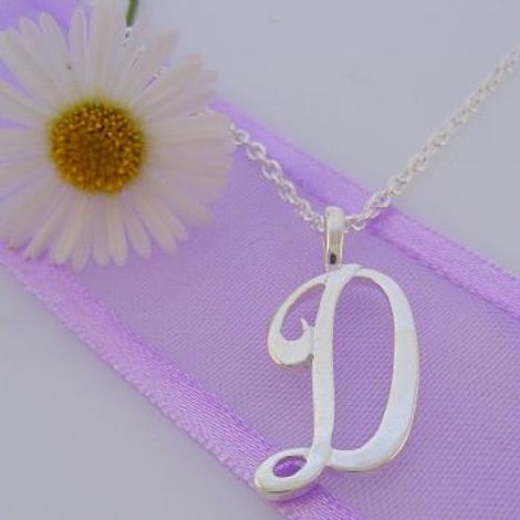 Alphabet Initial Charm Sterling Silver 45cm Necklace Letter D