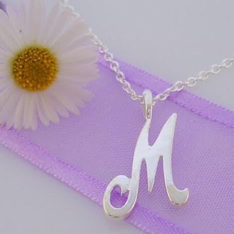 Alphabet Initial Charm Sterling Silver 45cm Necklace Letter M