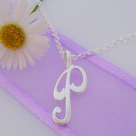 Alphabet Initial Charm Sterling Silver 45cm Necklace Letter P