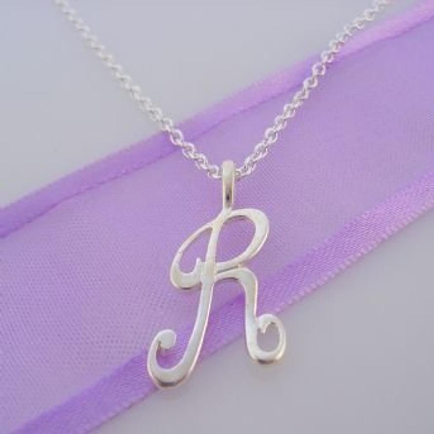 ALPHABET INITIAL CHARM STERLING SILVER 45CM NECKLACE LETTER R -NLET_SS_HR2992R