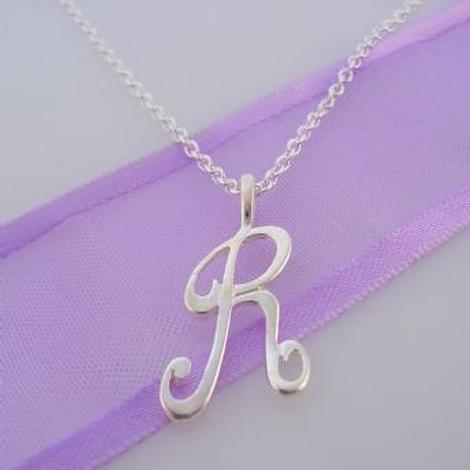 Alphabet Initial Charm Sterling Silver 45cm Necklace Letter R