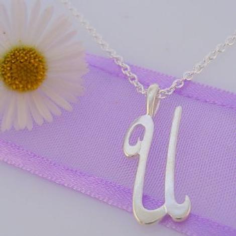 Alphabet Initial Charm Sterling Silver 45cm Necklace Letter U