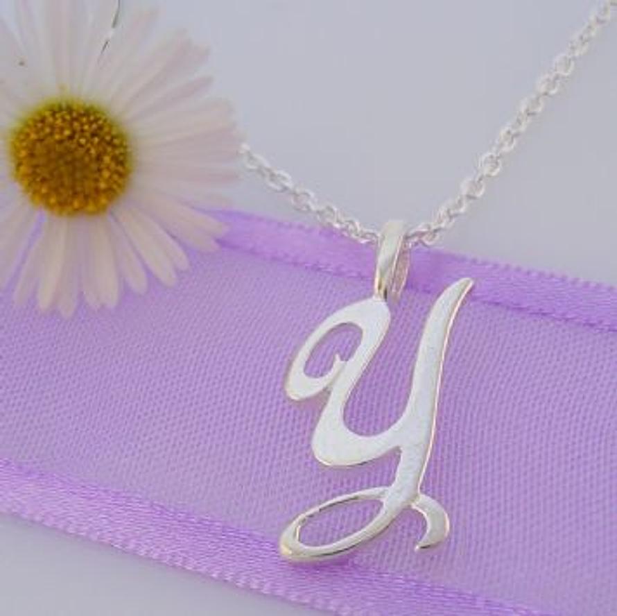 ALPHABET INITIAL CHARM STERLING SILVER 45CM NECKLACE LETTER Y -NLET_SS_HR2992Y