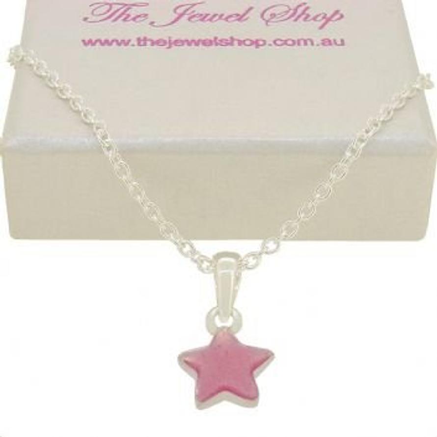 PASTICHE STERLING SILVER BABY PINK STAR CHARM NECKLACE