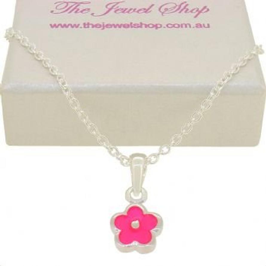 PASTICHE STERLING SILVER PINK DAISY FLOWER CHARM NECKLACE