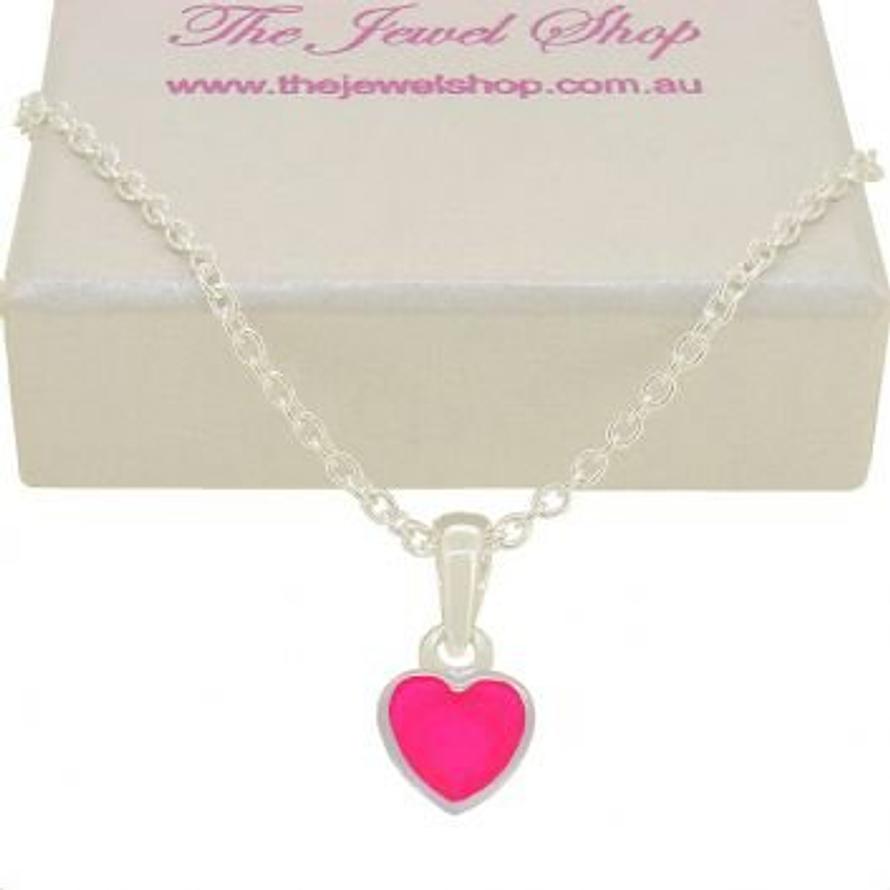 PASTICHE STERLING SILVER PINK LOVE HEART CHARM NECKLACE
