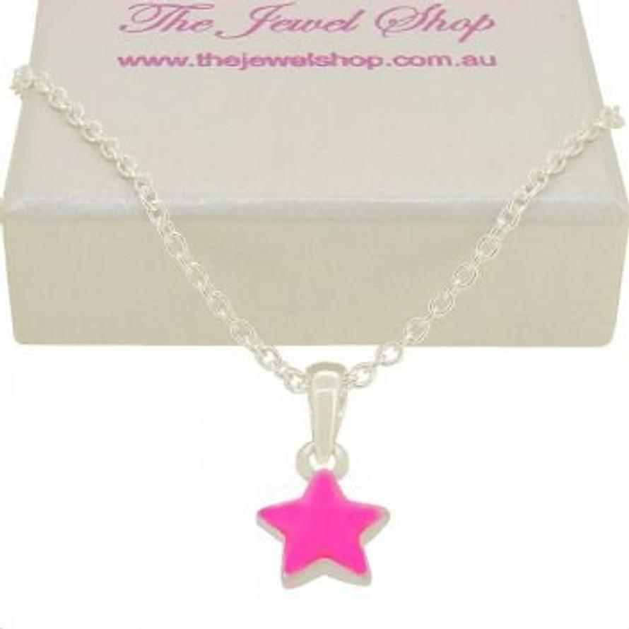 PASTICHE STERLING SILVER PINK STAR CHARM NECKLACE