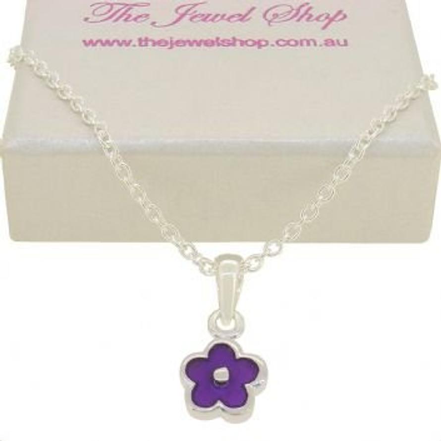 PASTICHE STERLING SILVER PURPLE DAISY FLOWER CHARM NECKLACE