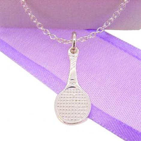 Sterling Silver 8mm X 22mm Tennis Racquet Charm Necklace