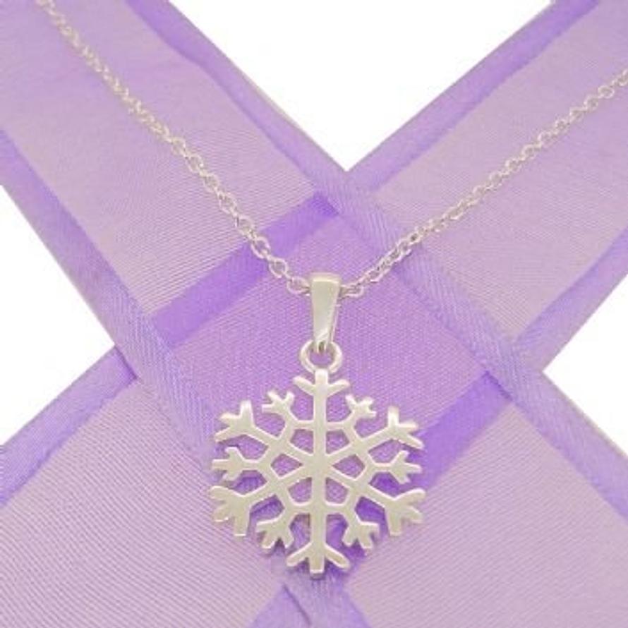 STERLING SILVER 15mm SNOWFLAKE CABLE NECKLACE 45cm NLET-15mmSF-CA40