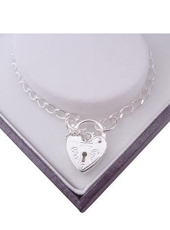 Sterling Silver Baby Padlock Bracelet 15cm Adjustable Size
