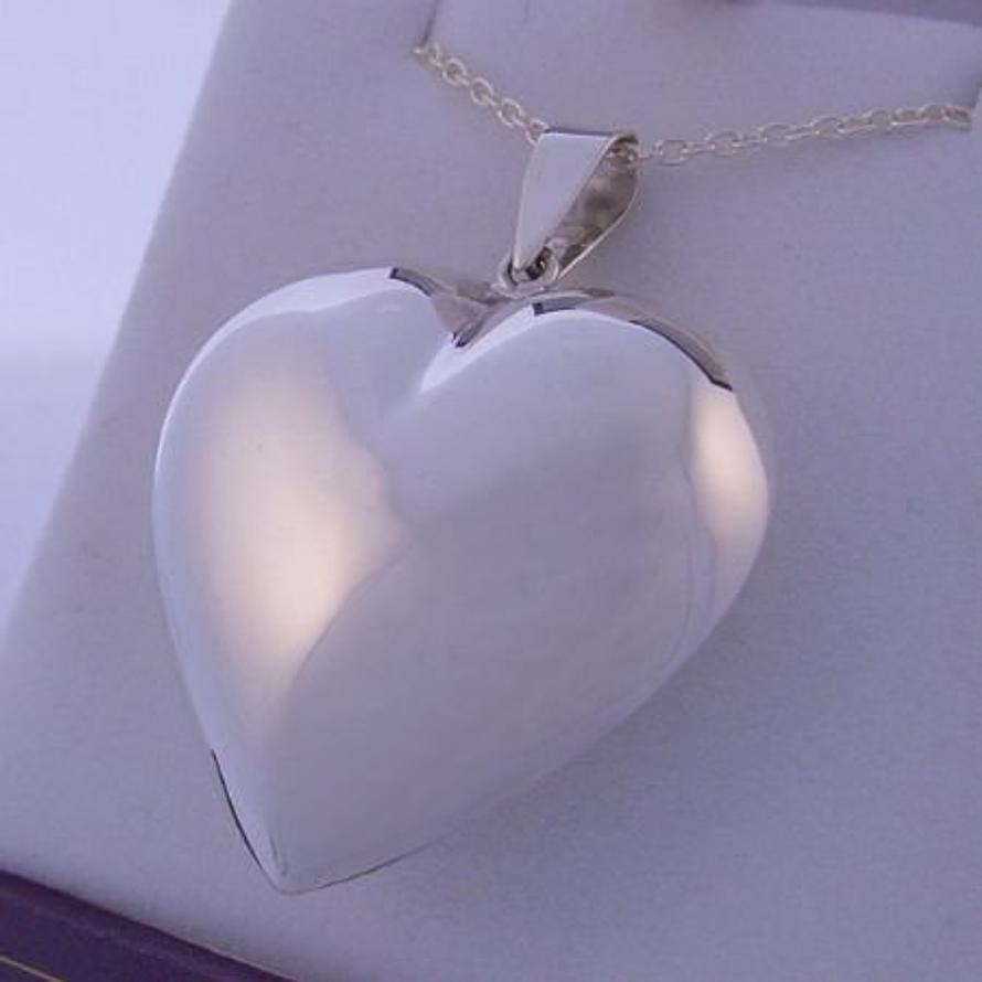 24mm STERLING SILVER PUFF HEART PENDANT CHARM NECKLACE