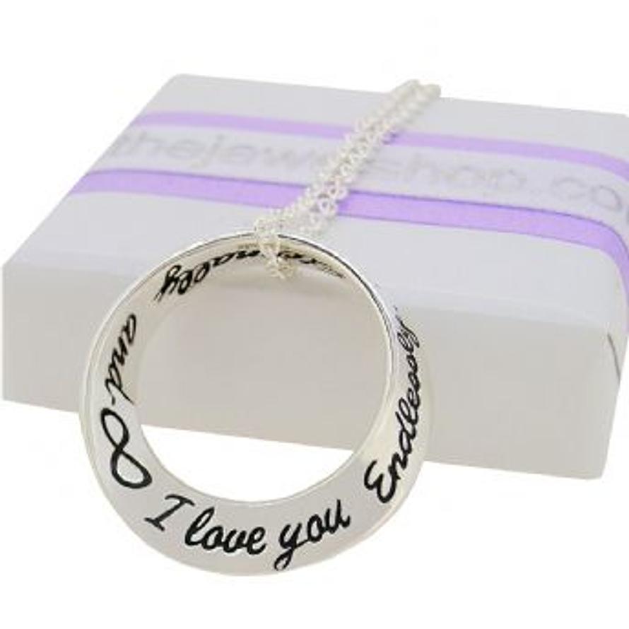 STERLING SILVER 24mm I love you Endlessly Eternally INFINITY MOBIUS CABLE NECKLACE