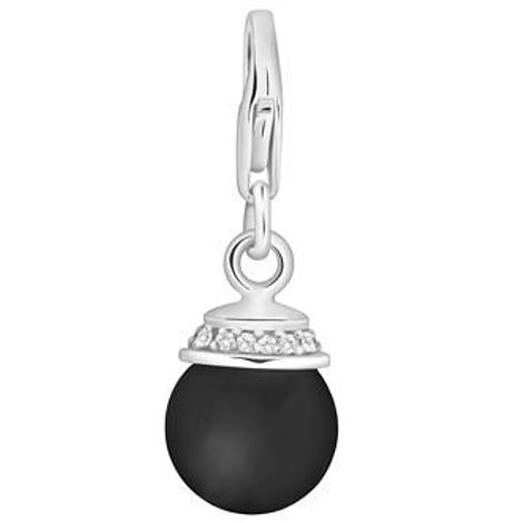 Pastiche Sterling Silver 11mm Black Onyx Ball Hooked on Clip Charm Pendant Qc011czbk