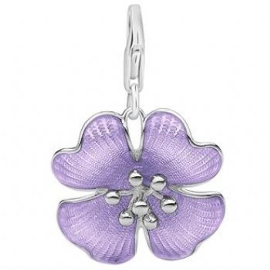 PASTICHE STERLING SILVER 17mm PURPLE LILAC FLOWER HOOKED ON CLIP CHARM PENDANT -QC259PU