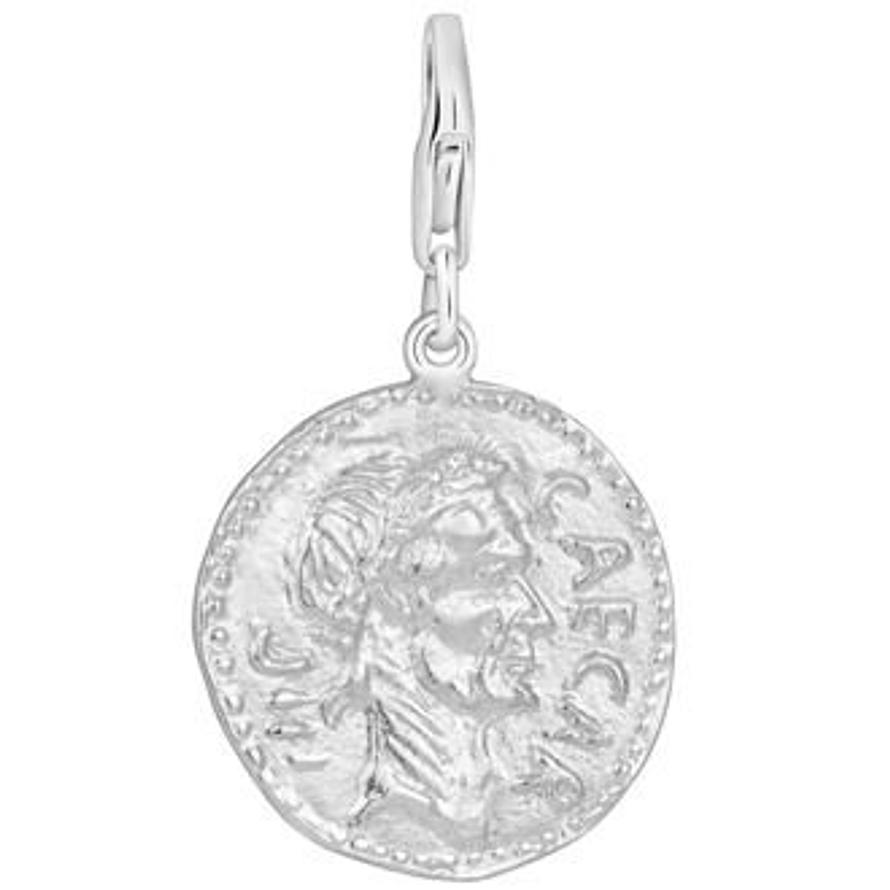 PASTICHE STERLING SILVER 21.5mm COIN HOOKED ON CLIP CHARM PENDANT QC118