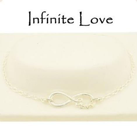Sterling Silver 23mm Infinite Love Infinity Symbol Design Charm Bracelet