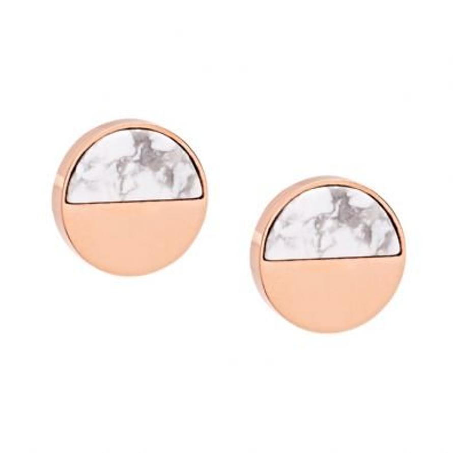 Pastiche Moonglade Rose Gold Stainless Steel Earrings with Howlite