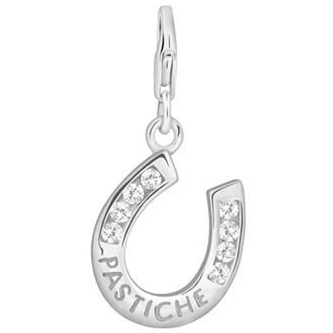 Pastiche Sterling Silver 16.5mm Cz Lucky Horseshoe Hooked on Clip Charm Pendant Qc141cz