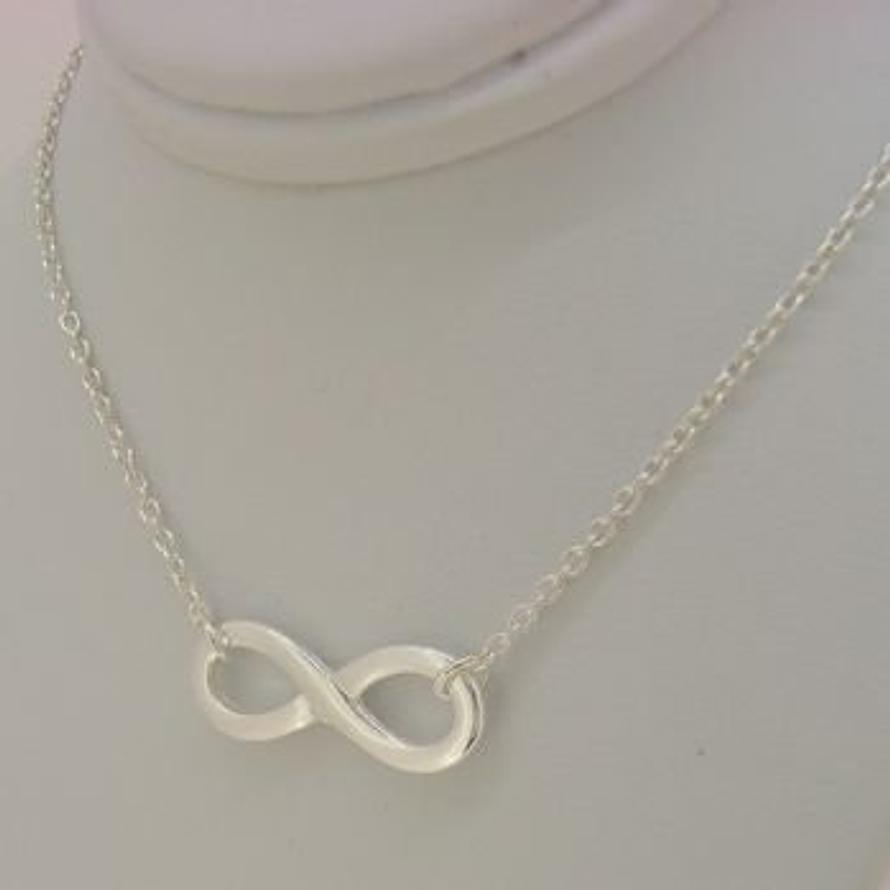STERLING SILVER 23mm INFINITY SYMBOL DESIGN CHARM NECKLACE