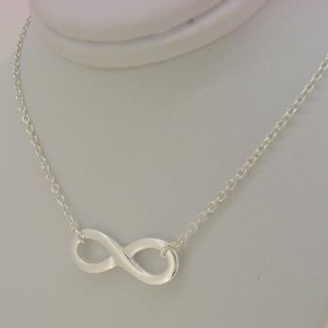Sterling Silver 23mm Infinity Symbol Design Charm Necklace