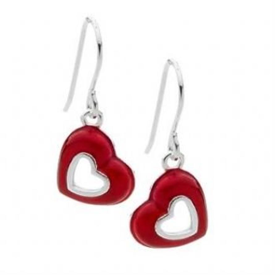 PASTICHE STERLING SILVER 11mm RED VALENTINE HEARTS DESIGN EARRINGS -E828RD