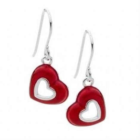 Pastiche Sterling Silver 11mm Red Valentine Hearts Design Earrings