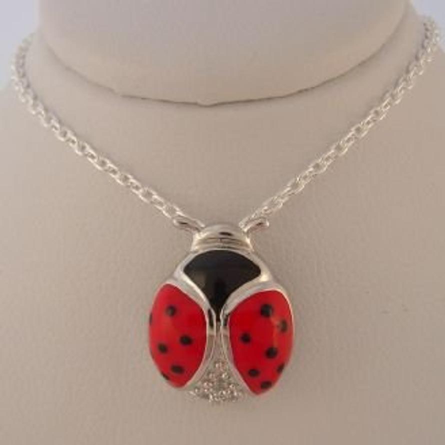 PASTICHE STERLING SILVER 13mm RED LADYBUG LADYBIRD CHARM PENDANT NECKLACE P777CZRD