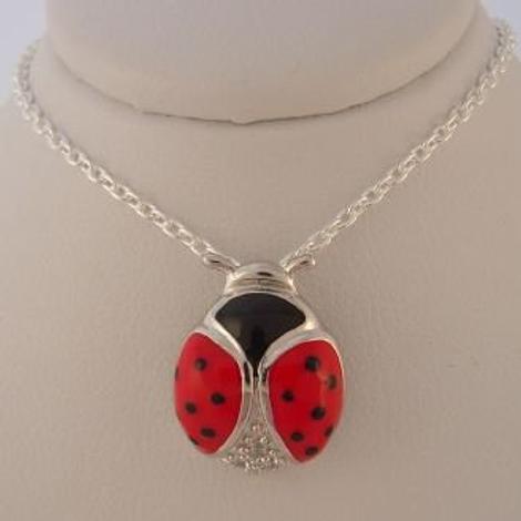 Pastiche Sterling Silver 13mm Red Ladybug Ladybird Charm Pendant Necklace