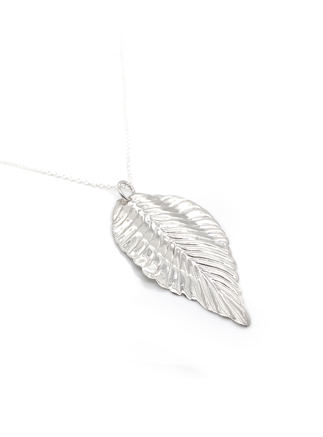 Sterling Silver 55mm Leaf Necklace
