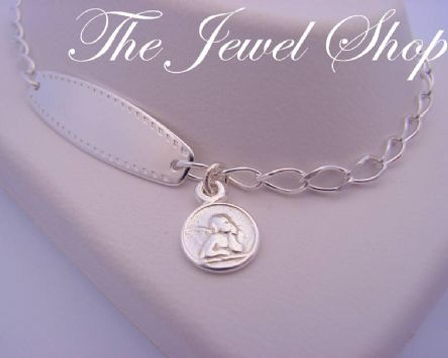 18cm ADJUSTABLE SIZE GUARDIAN ANGEL CHARM STERLING SILVER BABY to ADULT IDENTITY BRACELET