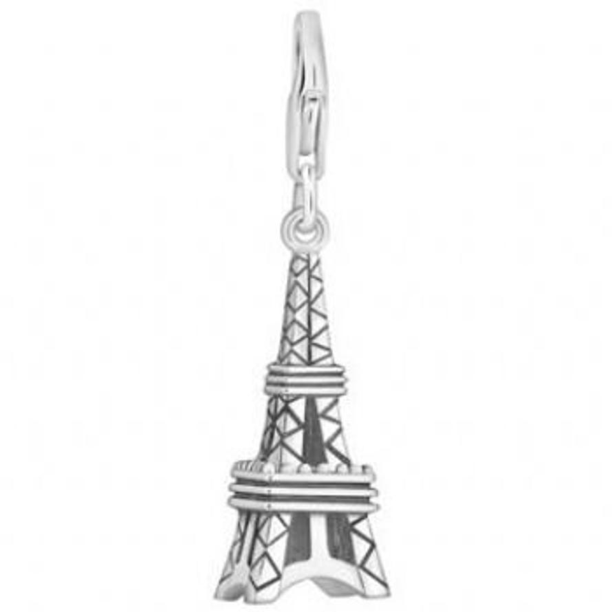 PASTICHE STERLING SILVER 9mm x 27mm EIFFEL TOWER HOOKED ON CLIP CHARM PENDANT QC023