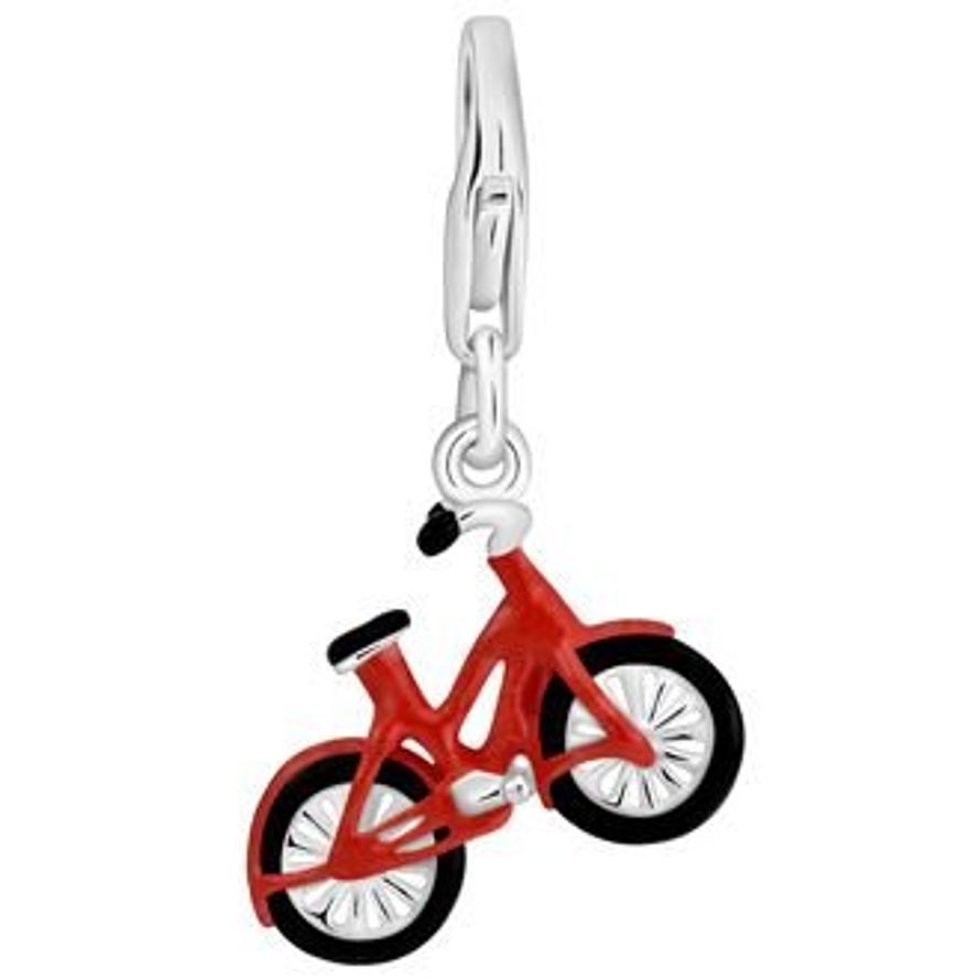 PASTICHE STERLING SILVER RED BIKE BICYCLE HOOKED ON CLIP CHARM PENDANT QC220RD