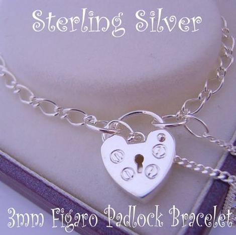 Baby Child Sterling Silver Heart Padlock Bracelet