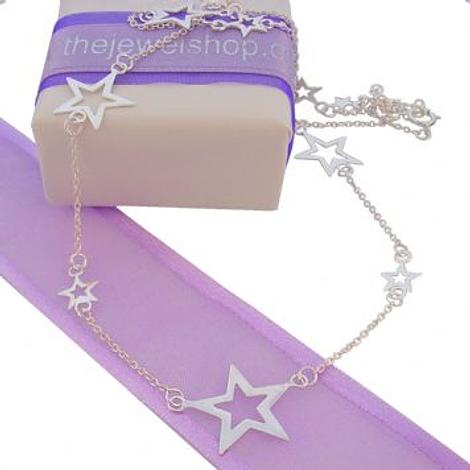 Sterling Silver Lucky Stars Charm Cable Necklace