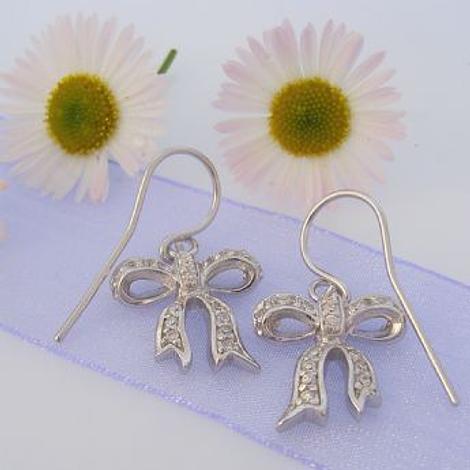 Pastiche Sterling Silver Pave Cz 15mm Bow Design Earrings