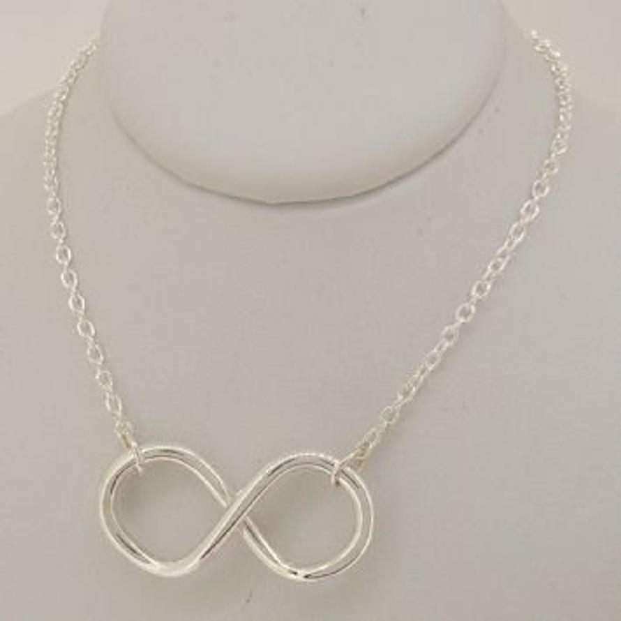 STERLING SILVER INFINITY SYMBOL DESIGN CHARM PENDANT NECKLACE 45CM