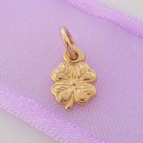 9ct Gold Small 7mm Good Luck Lucky Four Leaf Clover Charm Pendant