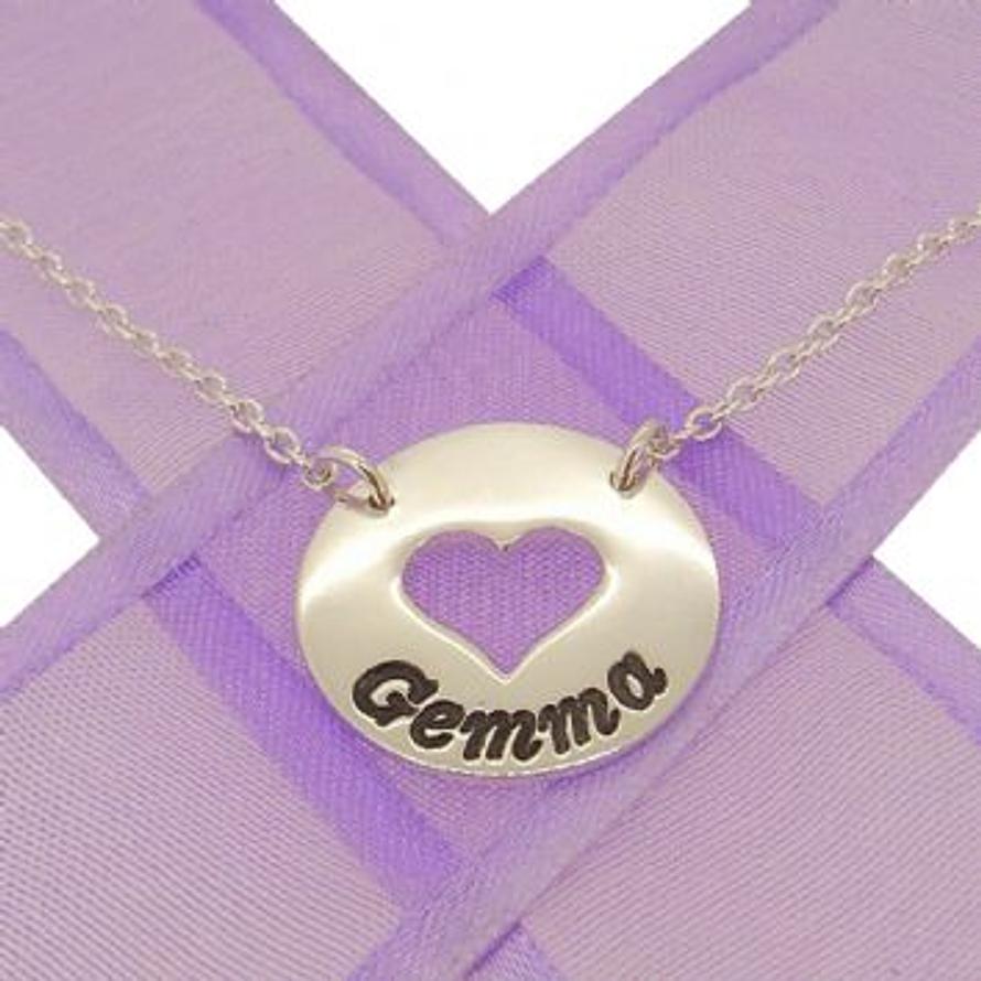 17mm PERSONALISED CIRCLE HEART PENDANT NAME NECKLACE -17mmP1450-CA40