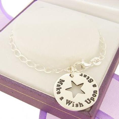 Personalised Circle Star Pendant Make a Wish Upon a Star Bracelet