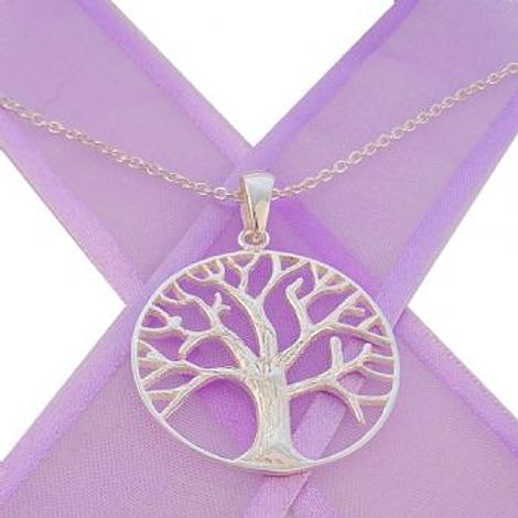 Tree of Life Necklace With 28mm Charm Pendant in Sterling Silver
