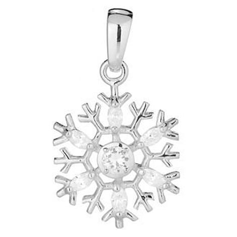 Pastiche Sterling Silver 17mm Cz Snowflake Charm Pendant Necklace
