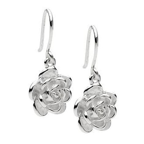 Pastiche Sterling Silver 20mm Rose Flower Charm Earrings