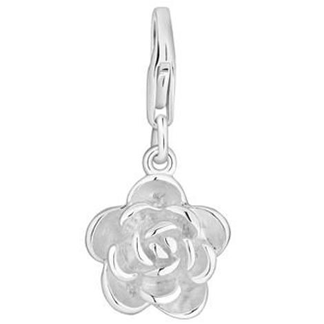 Pastiche Sterling Silver 20mm Rose Flower Hooked on Clip Charm Pendant Qc034