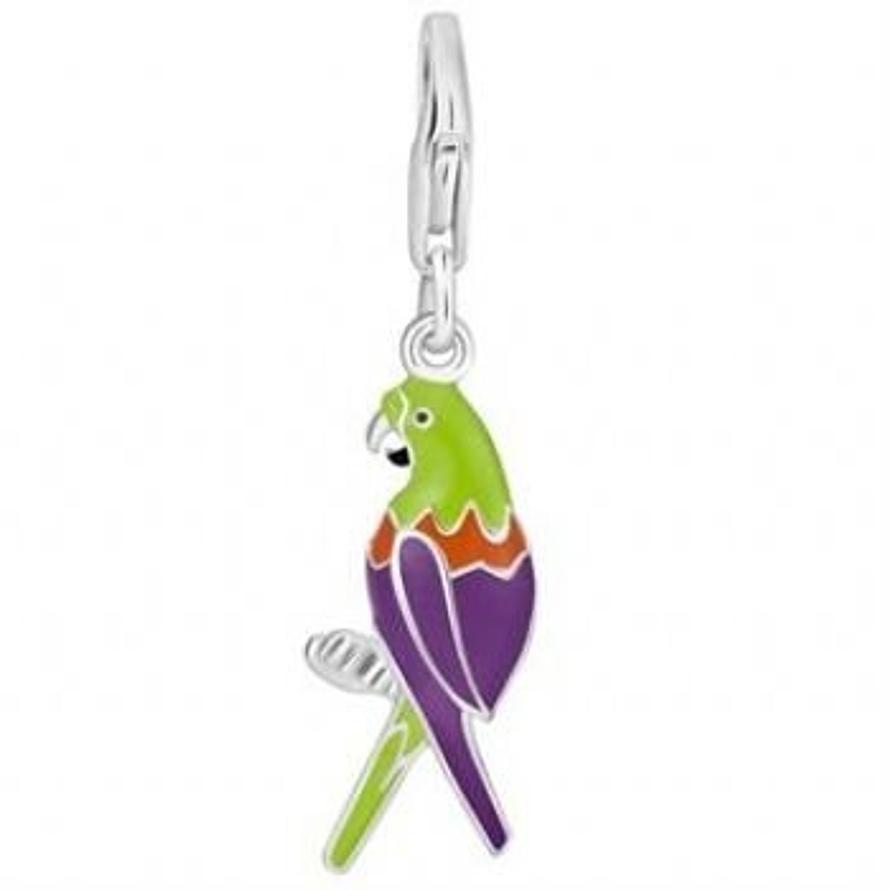 PASTICHE STERLING SILVER 28mm PARROT BIRD CLIP ON CHARM -QC269GRPU