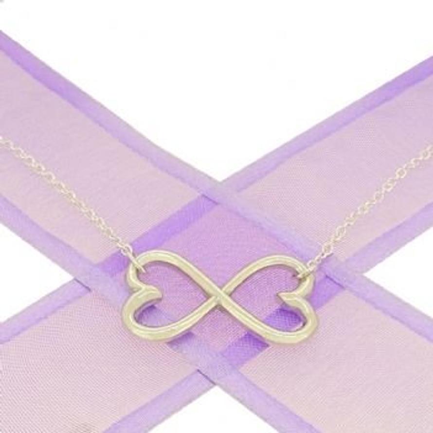 STERLING SILVER 25mm HEART INFINITY SYMBOL DESIGN CHARM PENDANT NECKLACE