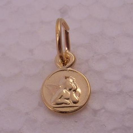 Tiny 7mm Solid 9ct Gold Cherub Guardian Angel Charm Pendant